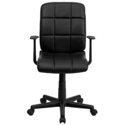 Mid-Back Black Quilted Vinyl Swivel Task Chair With Arms - By Flash Furniture - Madison Seating -Executive Chairs Sales Mid Back Black Quilted Vinyl Swivel Task Chair with Arms by Flash Furniture 3