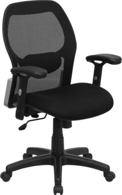 Mid-Back Black Super Mesh Executive Swivel Chair With Adjustable Arms - By Flash Furniture - Madison Seating