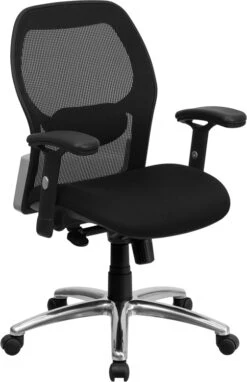 Mid-Back Black Super Mesh Executive Swivel Chair With Knee Tilt Control And Adjustable Arms - By Flash Furniture - Madison Seating
