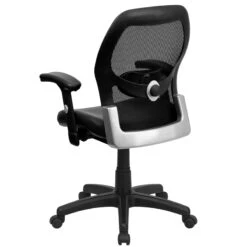 Mid-Back Black Super Mesh Executive Swivel Chair With Leather Seat And Adjustable Arms - By Flash Furniture - Madison Seating -Executive Chairs Sales Mid Back Black Super Mesh Executive Swivel Chair with Leather Seat and Adjustable Arms by Flash Furniture 2