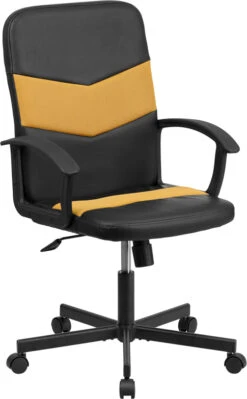 Mid-Back Black Vinyl And Orange Mesh Racing Executive Swivel Chair With Arms - By Flash Furniture - Madison Seating