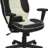 Mid-Back Black And Cream Vinyl Steno Executive Swivel Chair With Adjustable Arms - By Flash Furniture - Madison Seating -Executive Chairs Sales Mid Back Black and Cream Vinyl Steno Executive Swivel Chair with Adjustable Arms by Flash Furniture