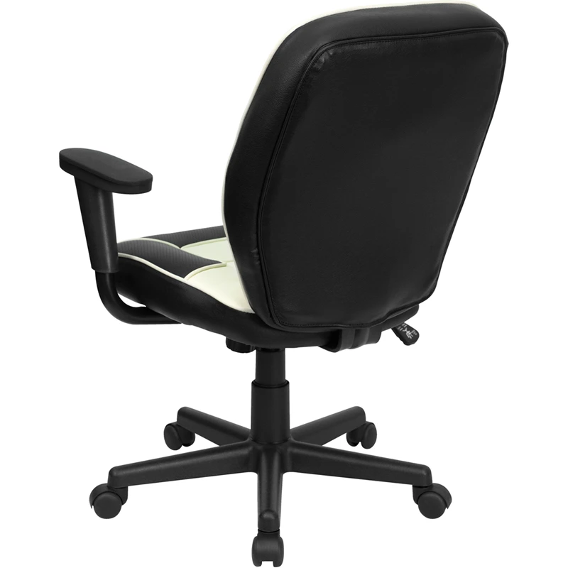 Mid-Back Black And Cream Vinyl Steno Executive Swivel Chair With Adjustable Arms - By Flash Furniture - Madison Seating 5 Mid-Back Black And Cream Vinyl Steno Executive Swivel Chair With Adjustable Arms - By Flash Furniture - Madison Seating - Image 3