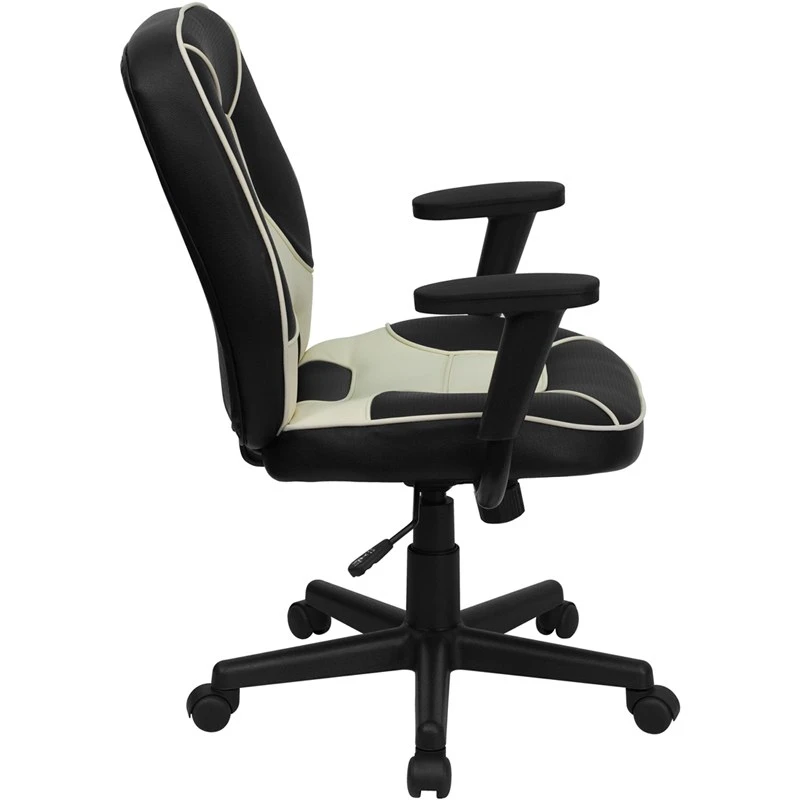 Mid-Back Black And Cream Vinyl Steno Executive Swivel Chair With Adjustable Arms - By Flash Furniture - Madison Seating 7 Mid-Back Black And Cream Vinyl Steno Executive Swivel Chair With Adjustable Arms - By Flash Furniture - Madison Seating - Image 5