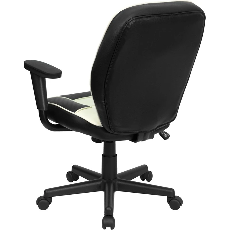 Mid-Back Black And Cream Vinyl Steno Executive Swivel Chair With Adjustable Arms - By Flash Furniture - Madison Seating 8 Mid-Back Black And Cream Vinyl Steno Executive Swivel Chair With Adjustable Arms - By Flash Furniture - Madison Seating - Image 6