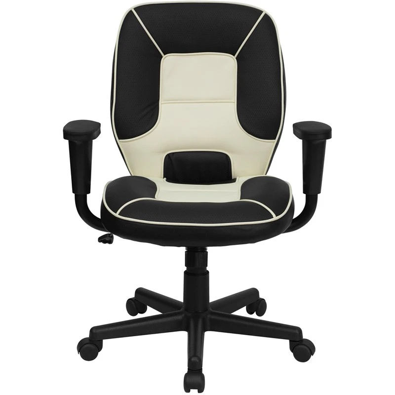 Mid-Back Black And Cream Vinyl Steno Executive Swivel Chair With Adjustable Arms - By Flash Furniture - Madison Seating 9 Mid-Back Black And Cream Vinyl Steno Executive Swivel Chair With Adjustable Arms - By Flash Furniture - Madison Seating - Image 7