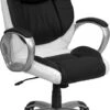 Mid-Back Black And White Leather Executive Swivel Chair With Arms - By Flash Furniture - Madison Seating