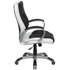 Mid-Back Black And White Leather Executive Swivel Chair With Arms - By Flash Furniture - Madison Seating 11 Mid-Back Black And White Leather Executive Swivel Chair With Arms - By Flash Furniture - Madison Seating -Executive Chairs Sales Mid Back Black and White Leather Executive Swivel Chair with Arms by Flash Furniture 2