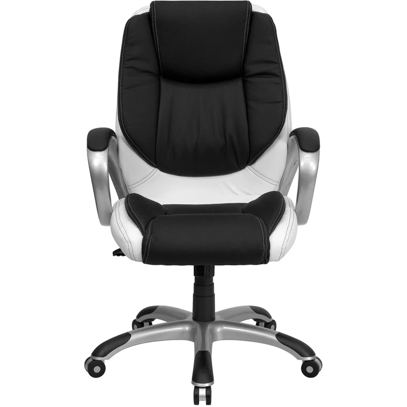 Mid-Back Black And White Leather Executive Swivel Chair With Arms - By Flash Furniture - Madison Seating 8 Mid-Back Black And White Leather Executive Swivel Chair With Arms - By Flash Furniture - Madison Seating - Image 6
