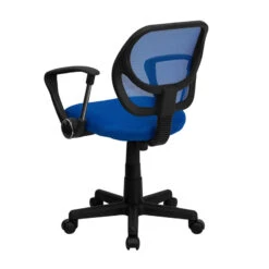 Mid-Back Blue Mesh Swivel Task Chair With Arms - By Flash Furniture - Madison Seating -Executive Chairs Sales Mid Back Blue Mesh Swivel Task Chair with Arms by Flash Furniture 4