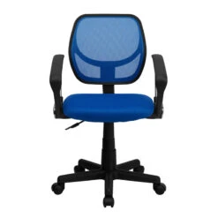 Mid-Back Blue Mesh Swivel Task Chair With Arms - By Flash Furniture - Madison Seating -Executive Chairs Sales Mid Back Blue Mesh Swivel Task Chair with Arms by Flash Furniture 5