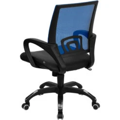 Mid-Back Blue Mesh Swivel Task Chair With Black Leather Seat And Arms - By Flash Furniture - Madison Seating 13 Mid-Back Blue Mesh Swivel Task Chair With Black Leather Seat And Arms - By Flash Furniture - Madison Seating -Executive Chairs Sales Mid Back Blue Mesh Swivel Task Chair with Black Leather Seat and Arms by Flash Furniture 4