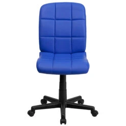 Mid-Back Blue Quilted Vinyl Swivel Task Chair - By Flash Furniture - Madison Seating -Executive Chairs Sales Mid Back Blue Quilted Vinyl Swivel Task Chair by Flash Furniture 3