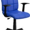 Mid-Back Blue Quilted Vinyl Swivel Task Chair With Arms - By Flash Furniture - Madison Seating -Executive Chairs Sales Mid Back Blue Quilted Vinyl Swivel Task Chair with Arms by Flash Furniture