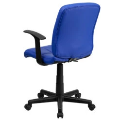 Mid-Back Blue Quilted Vinyl Swivel Task Chair With Arms - By Flash Furniture - Madison Seating -Executive Chairs Sales Mid Back Blue Quilted Vinyl Swivel Task Chair with Arms by Flash Furniture 2