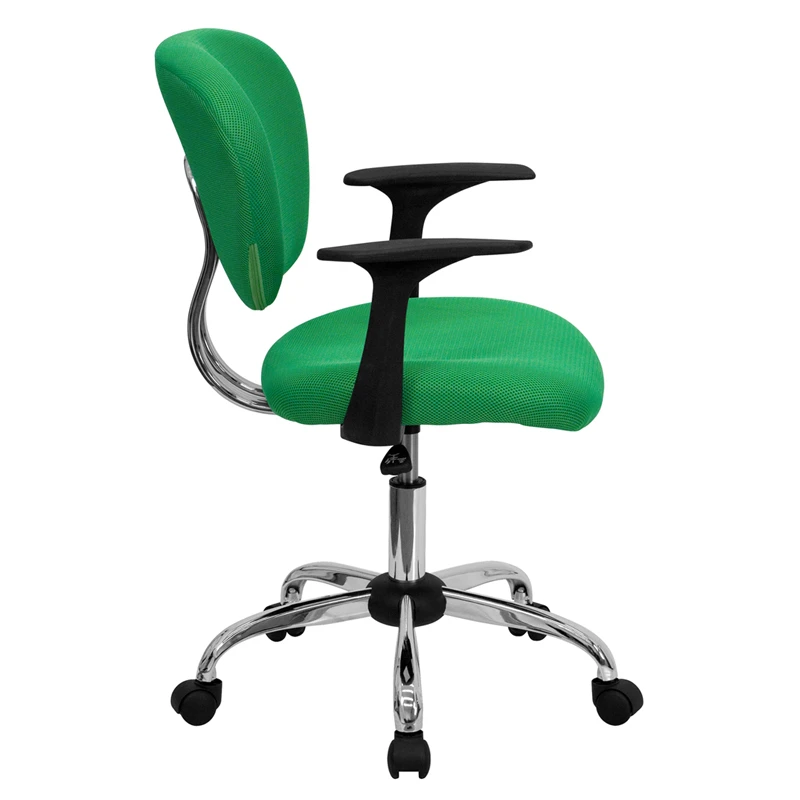 Mid-Back Bright Green Mesh Swivel Task Chair With Chrome Base And Arms - By Flash Furniture - Madison Seating 4 Mid-Back Bright Green Mesh Swivel Task Chair With Chrome Base And Arms - By Flash Furniture - Madison Seating - Image 2