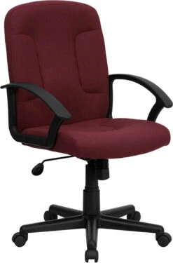 Mid-Back Burgundy Fabric Executive Swivel Chair With Nylon Arms - By Flash Furniture - Madison Seating