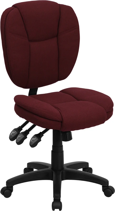 Mid-Back Burgundy Fabric Multifunction Ergonomic Swivel Task Chair - By Flash Furniture - Madison Seating 3 Mid-Back Burgundy Fabric Multifunction Ergonomic Swivel Task Chair - By Flash Furniture - Madison Seating