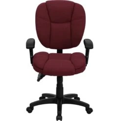 Mid-Back Burgundy Fabric Multifunction Ergonomic Swivel Task Chair With Adjustable Arms - By Flash Furniture - Madison Seating -Executive Chairs Sales Mid Back Burgundy Fabric Multifunction Ergonomic Swivel Task Chair with Adjustable Arms by Flash Furniture 5