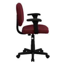 Mid-Back Burgundy Fabric Swivel Task Chair With Adjustable Arms - By Flash Furniture - Madison Seating -Executive Chairs Sales Mid Back Burgundy Fabric Swivel Task Chair with Adjustable Arms by Flash Furniture 1