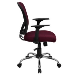 Mid-Back Burgundy Mesh Swivel Task Chair With Chrome Base And Arms - By Flash Furniture - Madison Seating -Executive Chairs Sales Mid Back Burgundy Mesh Swivel Task Chair with Chrome Base and Arms by Flash Furniture 2