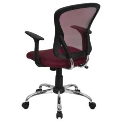 Mid-Back Burgundy Mesh Swivel Task Chair With Chrome Base And Arms - By Flash Furniture - Madison Seating -Executive Chairs Sales Mid Back Burgundy Mesh Swivel Task Chair with Chrome Base and Arms by Flash Furniture 3