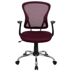 Mid-Back Burgundy Mesh Swivel Task Chair With Chrome Base And Arms - By Flash Furniture - Madison Seating -Executive Chairs Sales Mid Back Burgundy Mesh Swivel Task Chair with Chrome Base and Arms by Flash Furniture 6