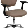 Mid-Back Coffee Brown Mesh Swivel Task Chair With Chrome Base And Arms - By Flash Furniture - Madison Seating -Executive Chairs Sales Mid Back Coffee Brown Mesh Swivel Task Chair with Chrome Base and Arms by Flash Furniture