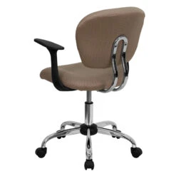 Mid-Back Coffee Brown Mesh Swivel Task Chair With Chrome Base And Arms - By Flash Furniture - Madison Seating -Executive Chairs Sales Mid Back Coffee Brown Mesh Swivel Task Chair with Chrome Base and Arms by Flash Furniture 2