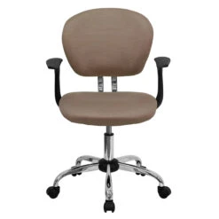 Mid-Back Coffee Brown Mesh Swivel Task Chair With Chrome Base And Arms - By Flash Furniture - Madison Seating -Executive Chairs Sales Mid Back Coffee Brown Mesh Swivel Task Chair with Chrome Base and Arms by Flash Furniture 3