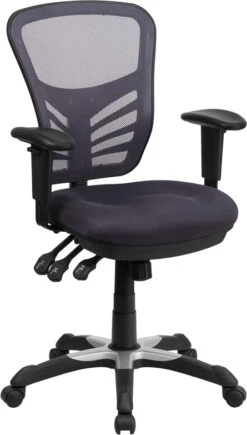 Mid-Back Dark Gray Mesh Multifunction Executive Swivel Chair With Adjustable Arms - By Flash Furniture - Madison Seating