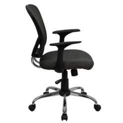 Mid-Back Dark Gray Mesh Swivel Task Chair With Chrome Base And Arms - By Flash Furniture - Madison Seating -Executive Chairs Sales Mid Back Dark Gray Mesh Swivel Task Chair with Chrome Base and Arms by Flash Furniture 1