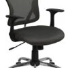 Mid-Back Dark Gray Mesh Swivel Task Chair With Chrome Base And Arms - By Flash Furniture - Madison Seating -Executive Chairs Sales Mid Back Dark Gray Mesh Swivel Task Chair with Chrome Base and Arms by Flash Furniture