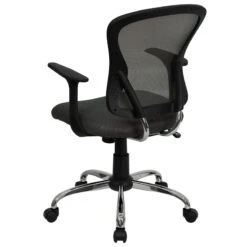 Mid-Back Dark Gray Mesh Swivel Task Chair With Chrome Base And Arms - By Flash Furniture - Madison Seating -Executive Chairs Sales Mid Back Dark Gray Mesh Swivel Task Chair with Chrome Base and Arms by Flash Furniture 2