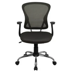 Mid-Back Dark Gray Mesh Swivel Task Chair With Chrome Base And Arms - By Flash Furniture - Madison Seating -Executive Chairs Sales Mid Back Dark Gray Mesh Swivel Task Chair with Chrome Base and Arms by Flash Furniture 3