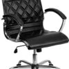 Mid-Back Designer Black Leather Executive Swivel Chair With Chrome Base And Arms - By Flash Furniture - Madison Seating -Executive Chairs Sales Mid Back Designer Black Leather Executive Swivel Chair with Chrome Base and Arms by Flash Furniture