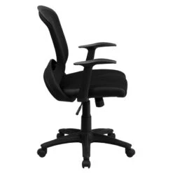 Mid-Back Designer Black Mesh Swivel Task Chair With Arms - By Flash Furniture - Madison Seating -Executive Chairs Sales Mid Back Designer Black Mesh Swivel Task Chair with Arms by Flash Furniture 1