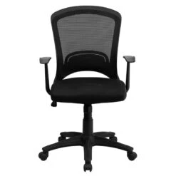Mid-Back Designer Black Mesh Swivel Task Chair With Arms - By Flash Furniture - Madison Seating -Executive Chairs Sales Mid Back Designer Black Mesh Swivel Task Chair with Arms by Flash Furniture 3