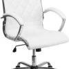 Mid-Back Designer White Leather Executive Swivel Chair With Chrome Base And Arms - By Flash Furniture - Madison Seating 1 Mid-Back Designer White Leather Executive Swivel Chair With Chrome Base And Arms - By Flash Furniture - Madison Seating -Executive Chairs Sales Mid Back Designer White Leather Executive Swivel Chair with Chrome Base and Arms by Flash Furniture