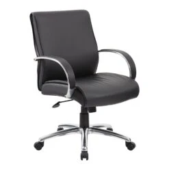 Mid Back Executive Chair With Aluminum Arms And Chair Base - With Knee Tilt By Boss Office Products - Madison Seating