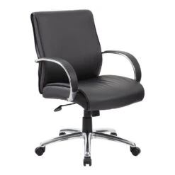 Mid Back Executive Chair With Aluminum Arms And Chair Base - Without Knee Tilt By Boss Office Products - Madison Seating