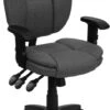 Mid-Back Gray Fabric Multifunction Ergonomic Swivel Task Chair With Adjustable Arms - By Flash Furniture - Madison Seating -Executive Chairs Sales Mid Back Gray Fabric Multifunction Ergonomic Swivel Task Chair with Adjustable Arms by Flash Furniture