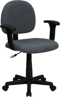 Mid-Back Gray Fabric Swivel Task Chair With Adjustable Arms - By Flash Furniture - Madison Seating