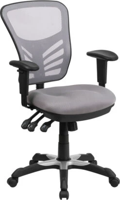 Mid-Back Gray Mesh Multifunction Executive Swivel Chair With Adjustable Arms - By Flash Furniture - Madison Seating