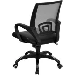 Mid-Back Gray Mesh Swivel Task Chair With Black Leather Seat And Arms - By Flash Furniture - Madison Seating -Executive Chairs Sales Mid Back Gray Mesh Swivel Task Chair with Black Leather Seat and Arms by Flash Furniture 4