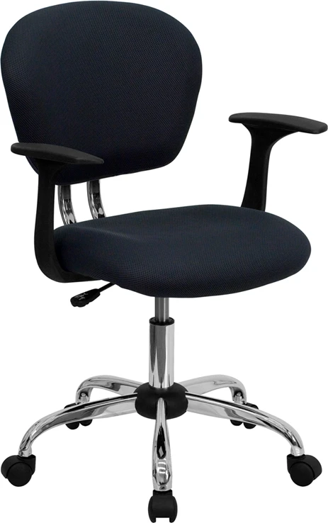 Mid-Back Gray Mesh Swivel Task Chair With Chrome Base And Arms - By Flash Furniture - Madison Seating 3 Mid-Back Gray Mesh Swivel Task Chair With Chrome Base And Arms - By Flash Furniture - Madison Seating