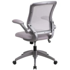 Mid-Back Gray Mesh Swivel Task Chair With Gray Frame And Flip-Up Arms - By Flash Furniture - Madison Seating -Executive Chairs Sales Mid Back Gray Mesh Swivel Task Chair with Gray Frame and Flip Up Arms by Flash Furniture 2