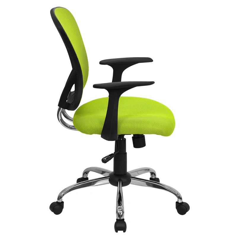 Mid-Back Green Mesh Swivel Task Chair With Chrome Base And Arms - By Flash Furniture - Madison Seating 4 Mid-Back Green Mesh Swivel Task Chair With Chrome Base And Arms - By Flash Furniture - Madison Seating - Image 2