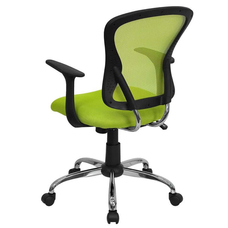 Mid-Back Green Mesh Swivel Task Chair With Chrome Base And Arms - By Flash Furniture - Madison Seating 5 Mid-Back Green Mesh Swivel Task Chair With Chrome Base And Arms - By Flash Furniture - Madison Seating - Image 3