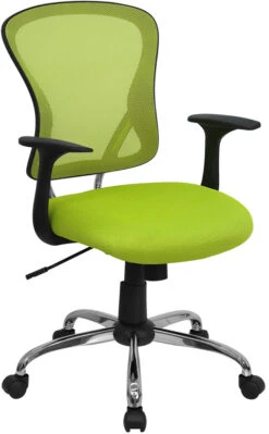 Mid-Back Green Mesh Swivel Task Chair With Chrome Base And Arms - By Flash Furniture - Madison Seating